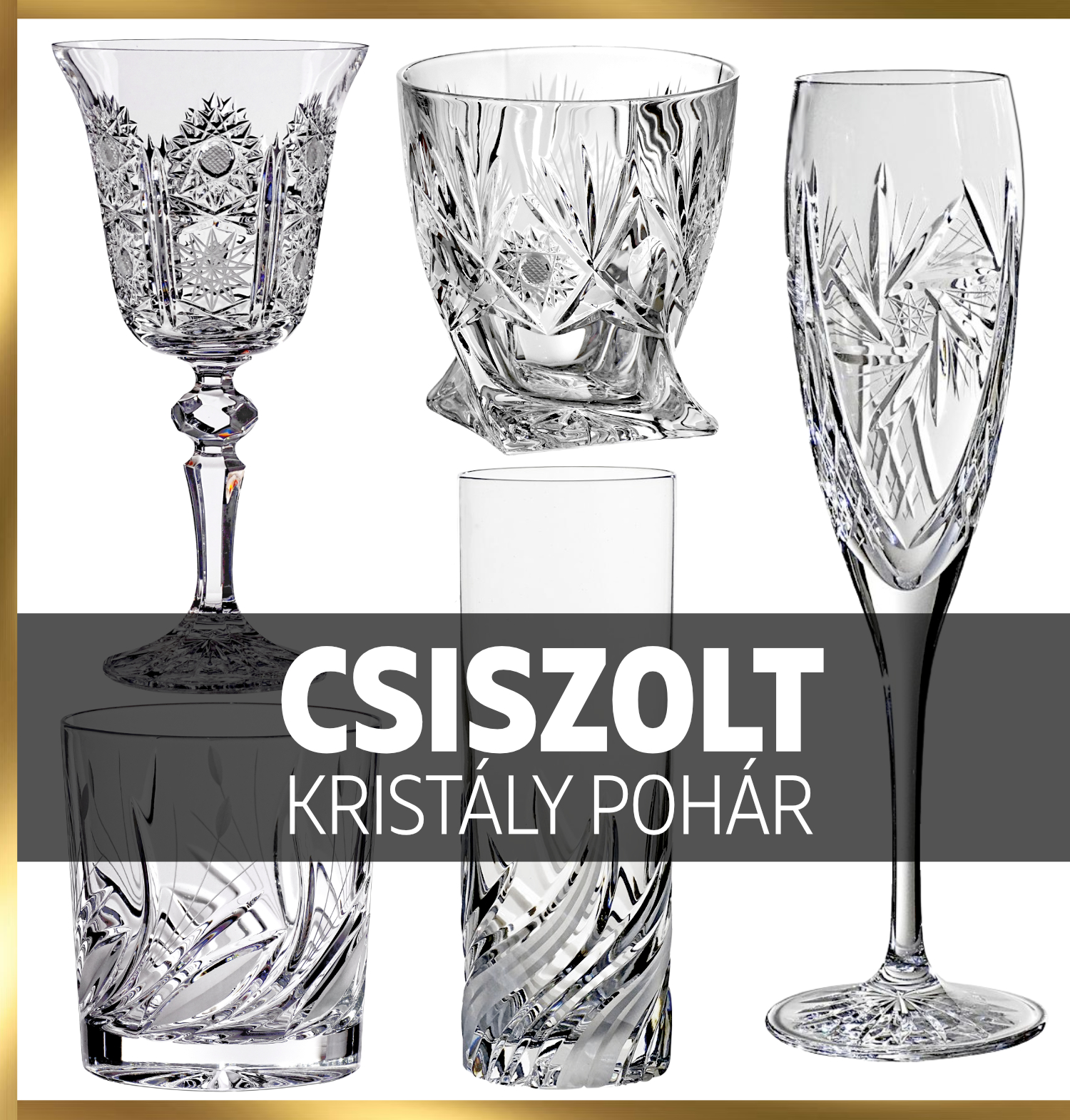 Csiszolt kristály pohár