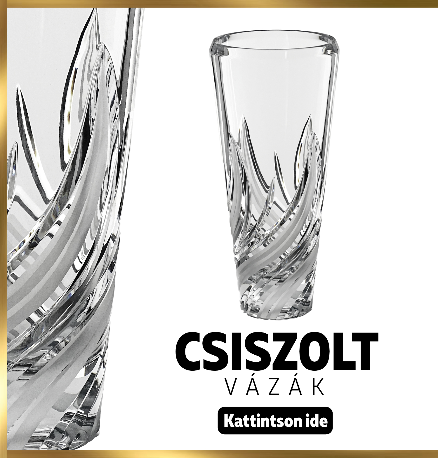 Csiszolt kristály váza Black Crystal