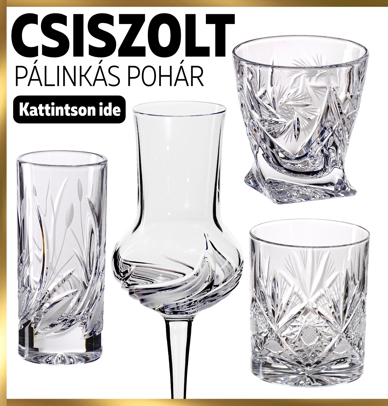 kristály pálinkás pohár
