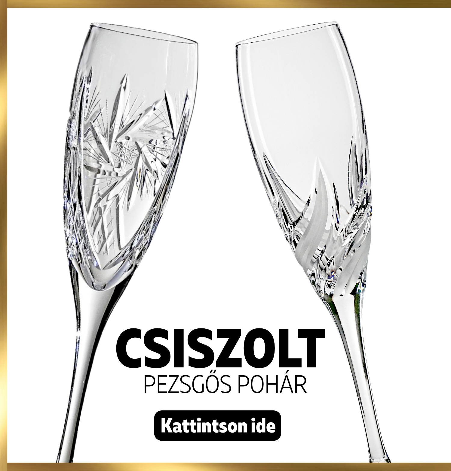 Kristály csiszolt pezsgős pohár