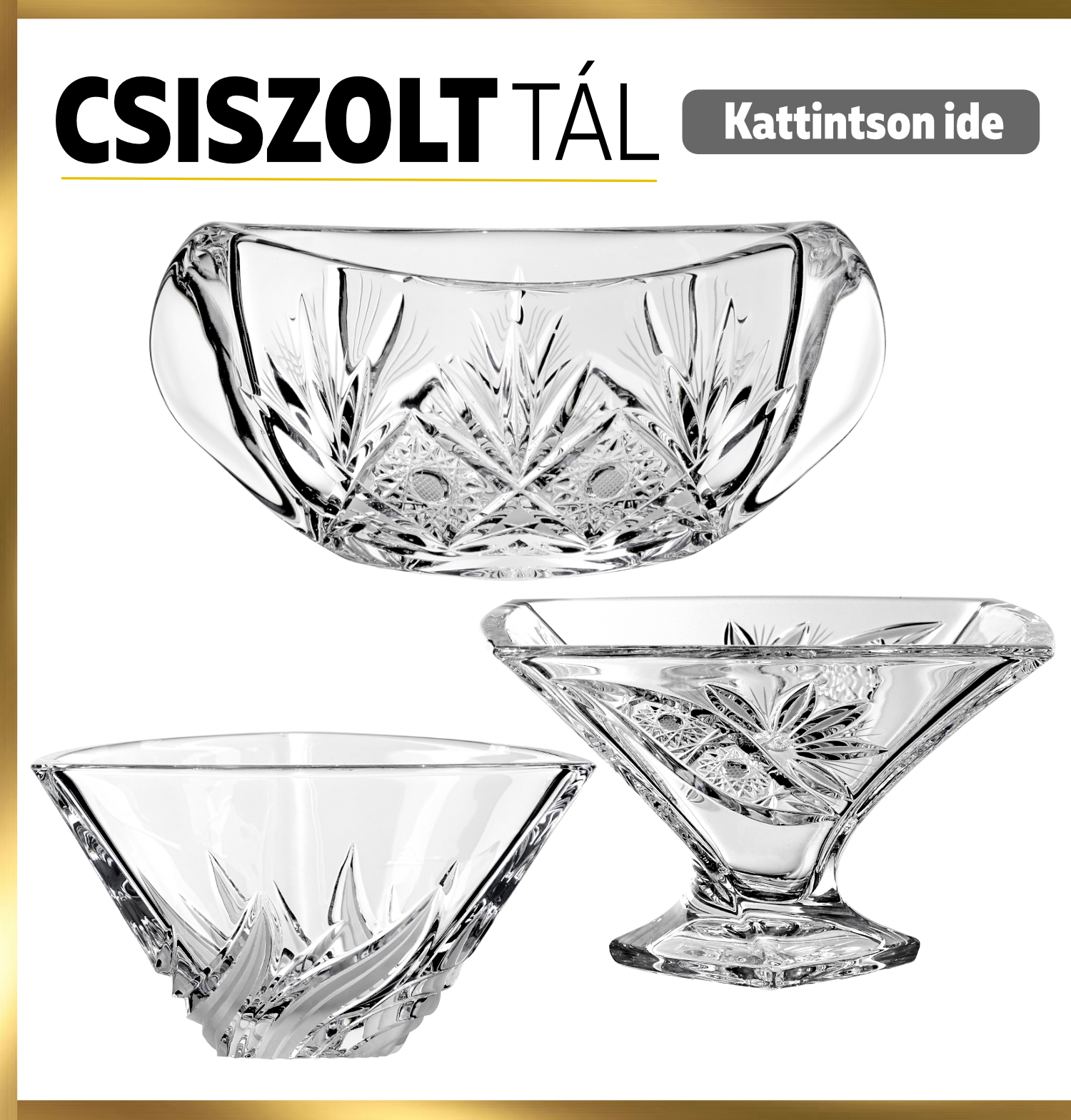 Csiszolt kristály tál