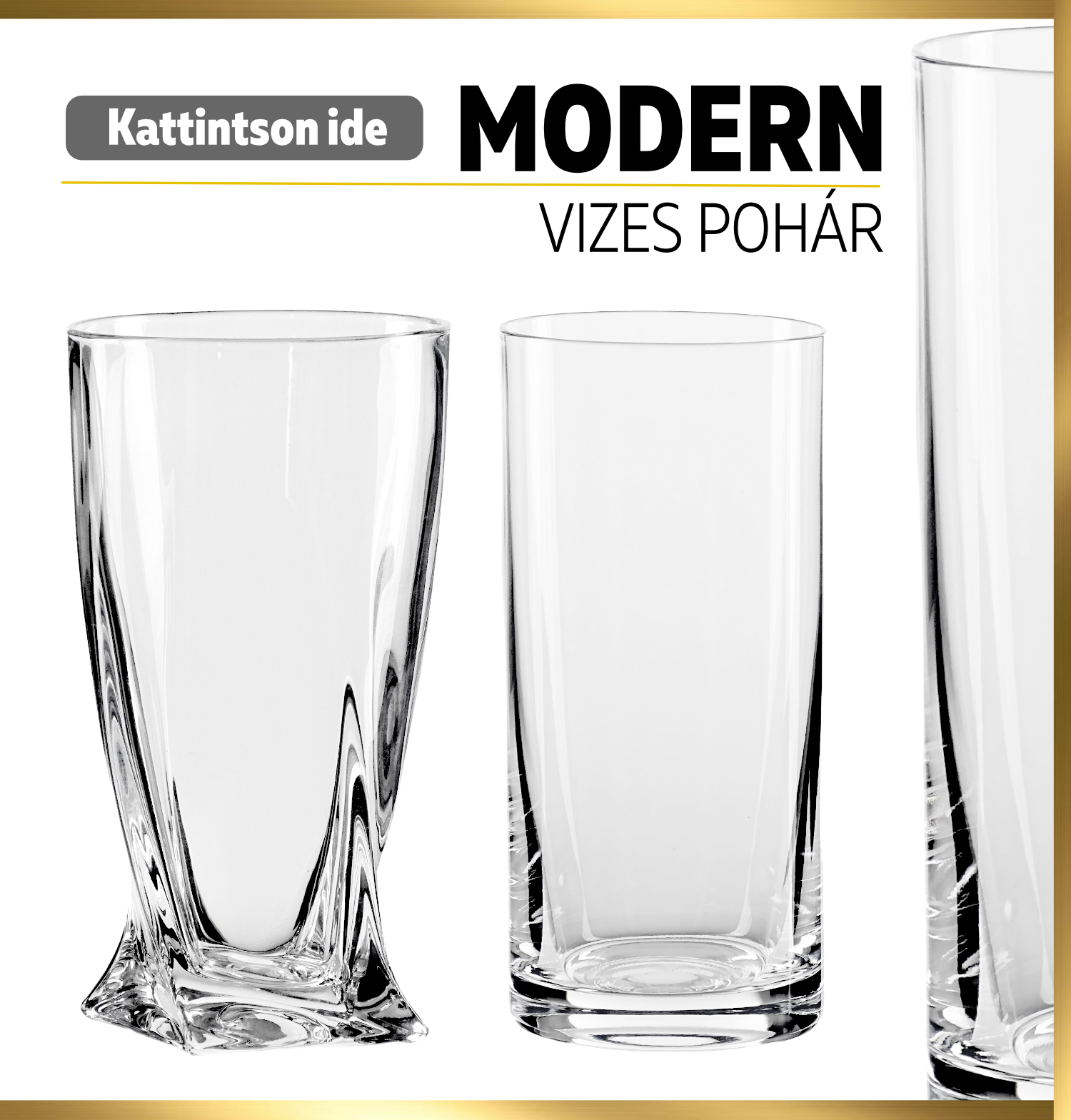 Modern kristály vizes pohár